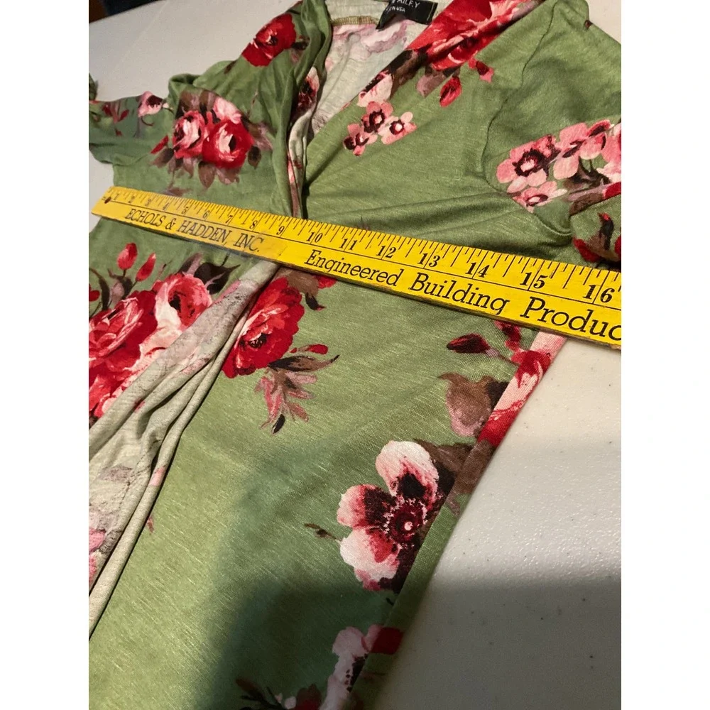 Amore All F Y Cardigan Grn Floral Print Long Sleeve Open Front Made In USA Large